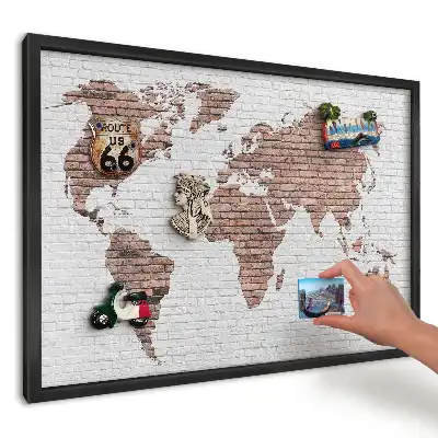 Tablica magnetyczna Mapa na ceglanej ścianie