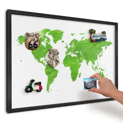 Tablica magnetyczna do kuchni Zielona mapa na bieli
