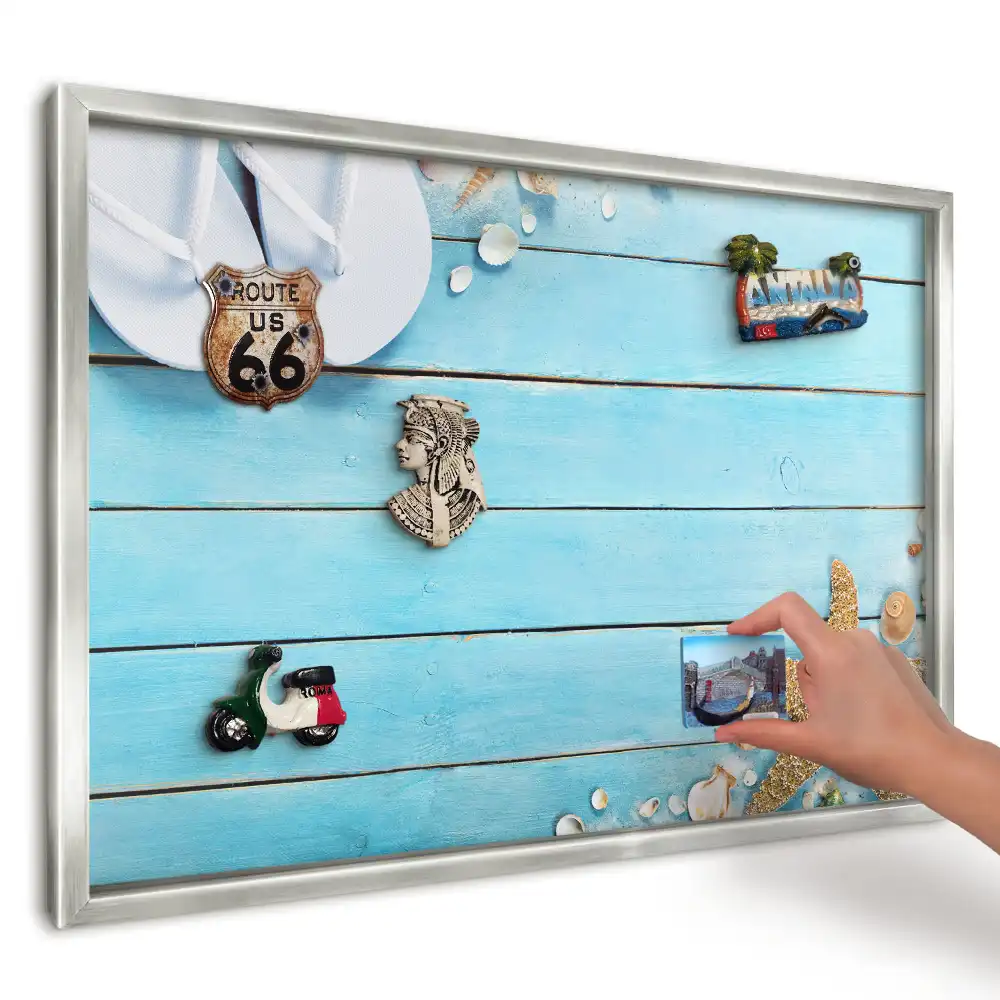 Tablica magnetyczna na magnesy z podróży Plażowy klimat z klapkami