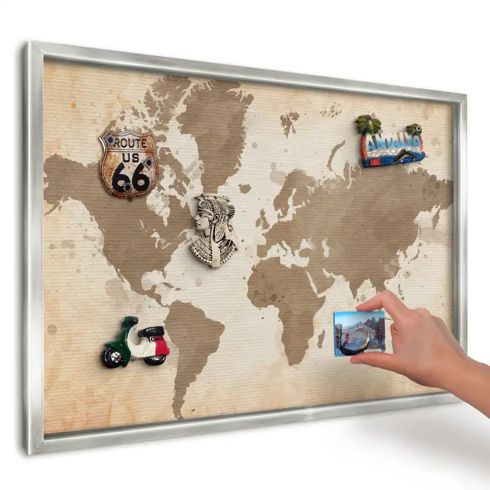 Tablica na magnesy do kuchni Brązowa mapa vintage