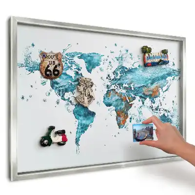 Tablica magnetyczna do kuchni Turkusowa wodna mapa
