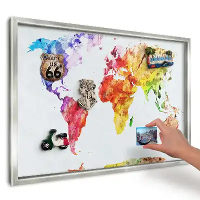 Tablica magnetyczna na magnesy z podróży Kolorowa mapa akwarela