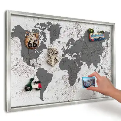 Tablica magnetyczna do kuchni Mapa Świata z delikatnym tłem