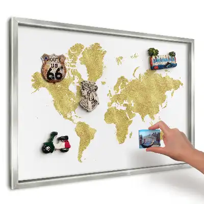 Tablica magnetyczna na ścianę Żółta mapa na bieli