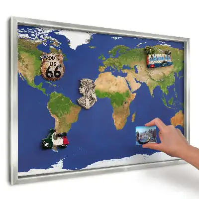 Tablica magnetyczna na magnesy z podróży Mapa z błękitnym oceanem