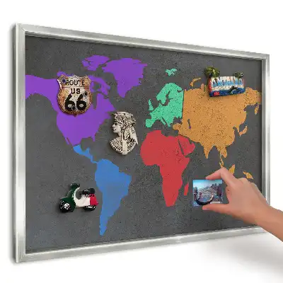 Tablica magnetyczna kuchenna Kolorowa mapa na ciemnym tle