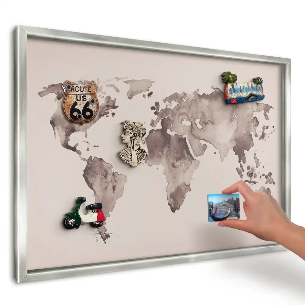 Tablica magnetyczna na ścianę Brązowa mapa świata