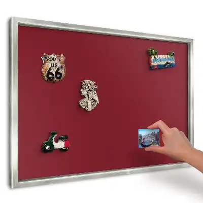 Tablica na magnesy w srebrnej ramce bordowy elegancki minimalizm