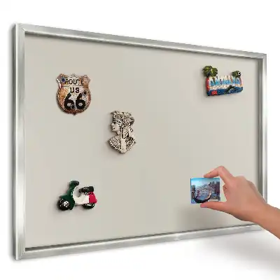 Tablica magnetyczna w srebrnej ramce gładka kremowa