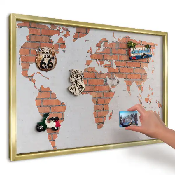 Magnetyczna tablica na ścianę Mapa Świata biała