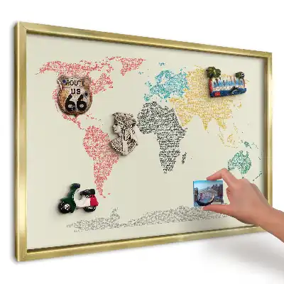 Magnetyczna tablica na ścianę Mapa świata z literami