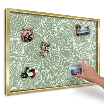 Tablica magnetyczna na ścianę z motywem zielonych liści
