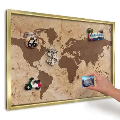 Tablica magnetyczna z mapą w kolorach beżowo-brązowych