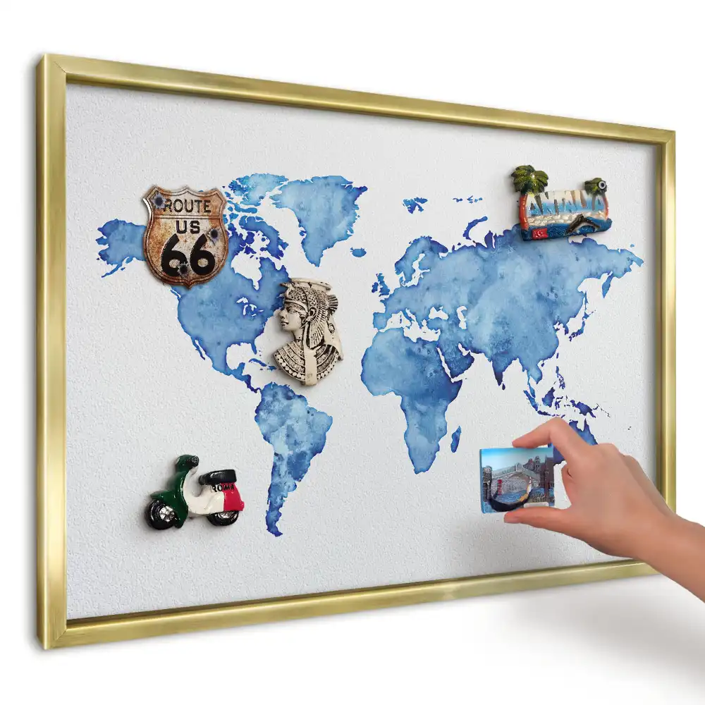 Tablica magnetyczna na ścianę Niebieska mapa akwarela