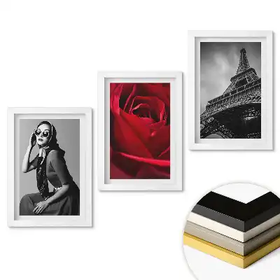 Zestaw 3 obrazów do salonu Styl, miłość i architektura w sztuce
