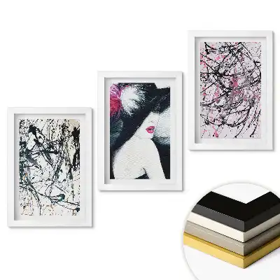 Zestaw 3 obrazów do salonu Ekspresja w czerni i bieli