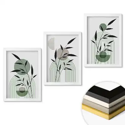 Zestaw obrazów do salonu Roślinne inspiracje w stylu minimalistycznym