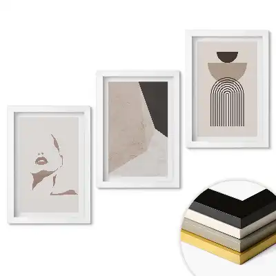 Zestaw obrazów do salonu Abstrakcyjne formy i minimalistyczne linie