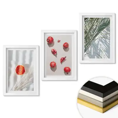 Zestaw 3 obrazów w ramie Owocowe inspiracje w minimalistycznym stylu