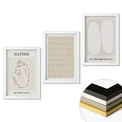 Zestaw 3 minimalistycznych obrazów do salonu inspirowanych sztuką
