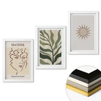 Zestaw 3 obrazów do salonu w stylu minimalistycznym z abstrakcyjnym motywem