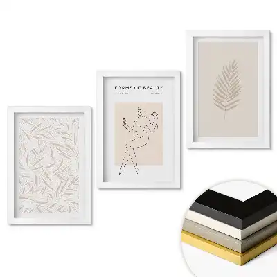Zestaw obrazów do salonu Elegancja i natura w minimalistycznym stylu