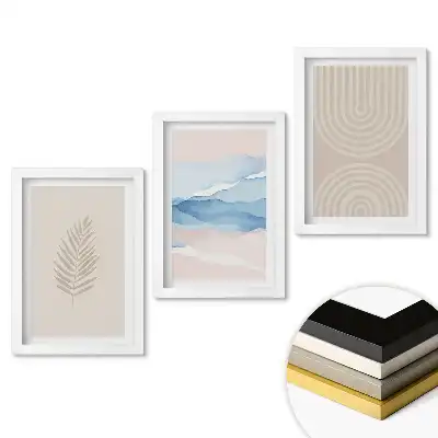 Zestaw minimalistycznych obrazów do salonu w pastelowych kolorach
