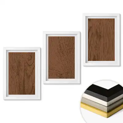 Zestaw obrazów do salonu z minimalistycznym tłem w odcieniach brązu