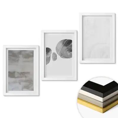 Zestaw 3 minimalistycznych obrazów do salonu w odcieniach szarości