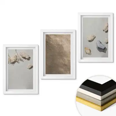 Zestaw obrazów do salonu Naturalne tekstury w stylu minimalistycznym