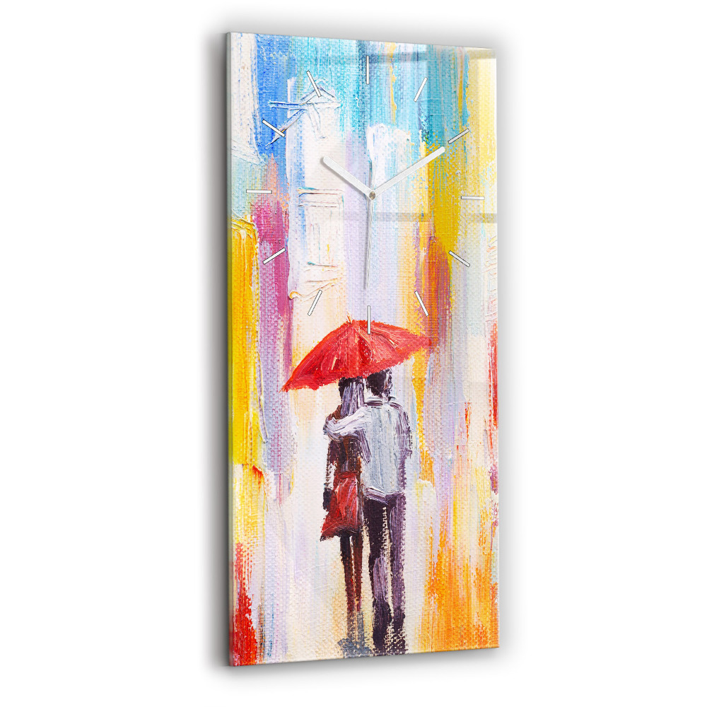 Zegar ścienny pionowy Para w deszczu