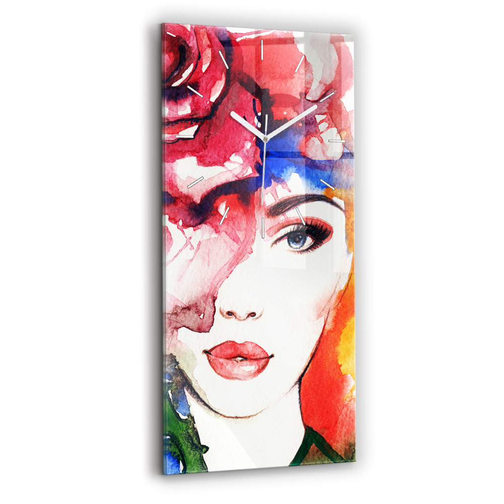 Zegar ścienny pionowy Kolorowy portret kobiety