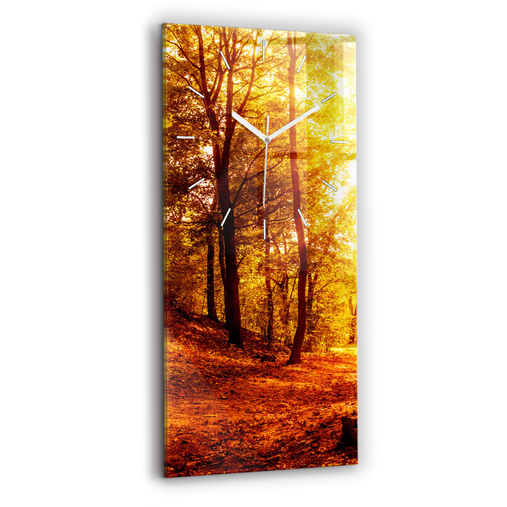 Zegar ścienny pionowy Pejzaż lasu w słońcu