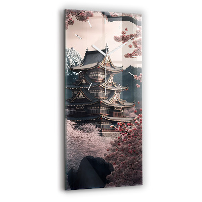 Zegar pionowy Wieża i kwiaty w Azji