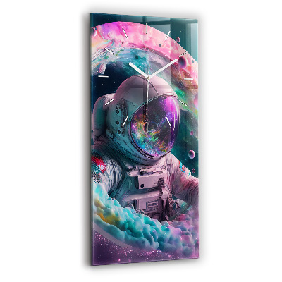 Zegar pionowy Kosmonauta i barwne obłoki