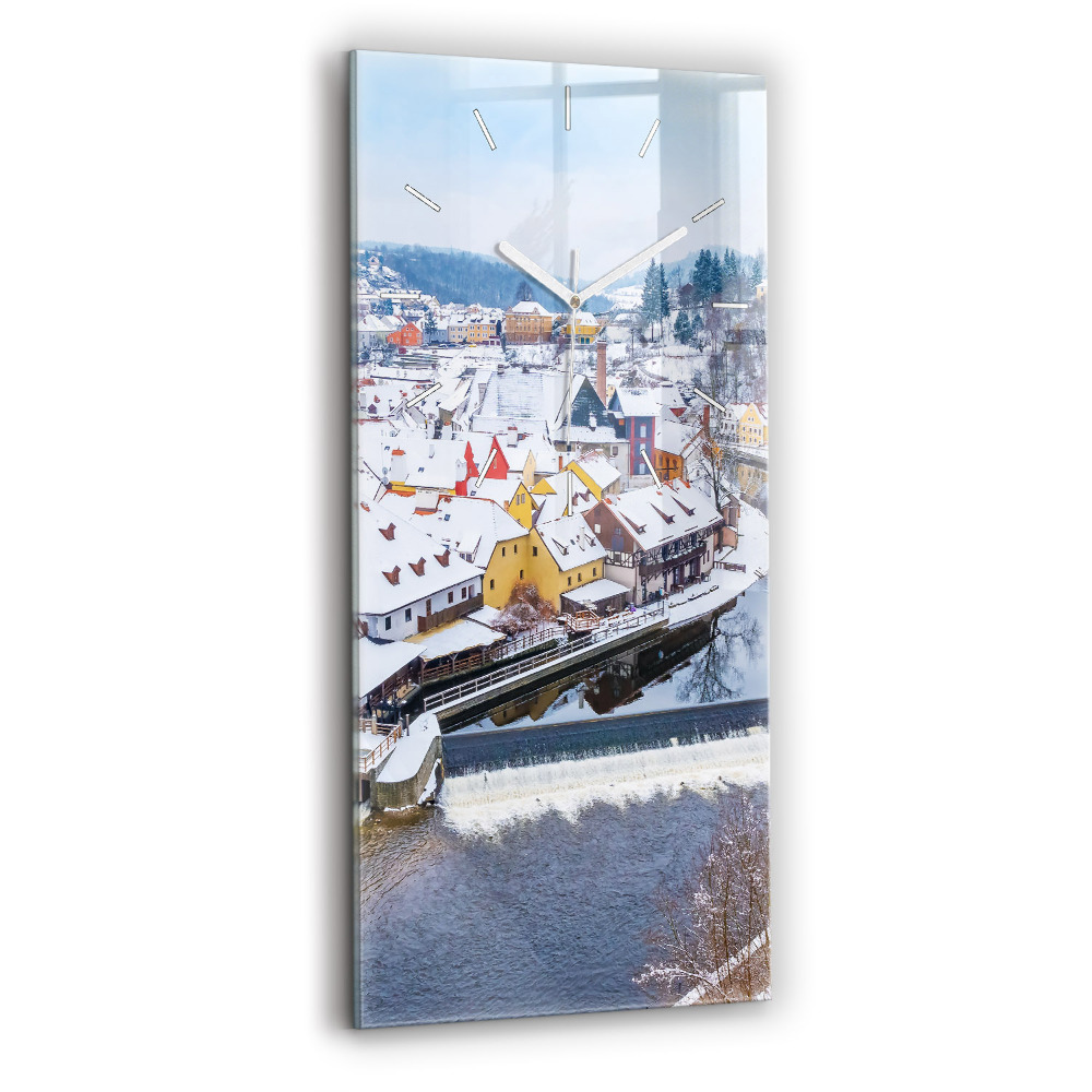 Zegar ścienny pionowy Panorama miasta w zimie