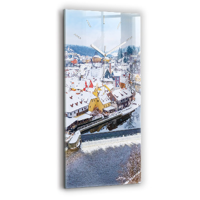 Zegar ścienny pionowy Panorama miasta w zimie