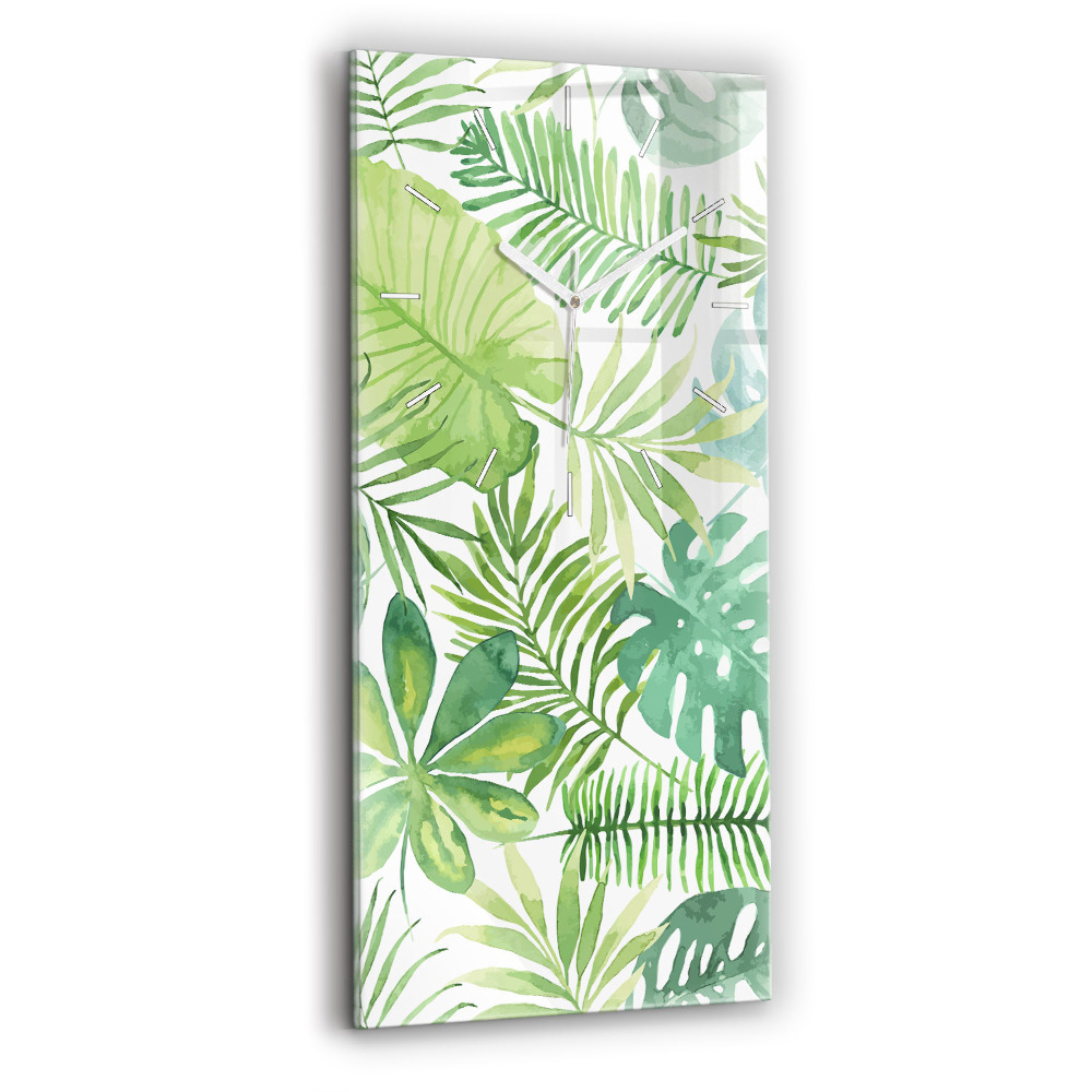 Zegar ścienny pionowy Zielone liście