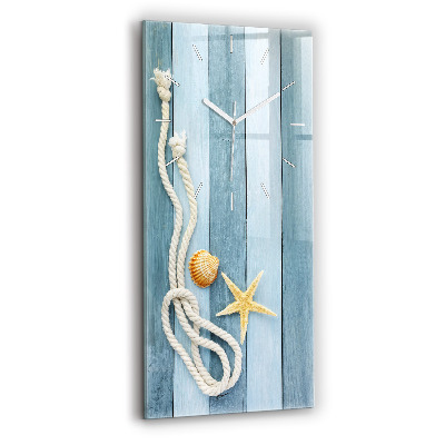 Zegar ścienny pionowy Deski pasy i muszelka