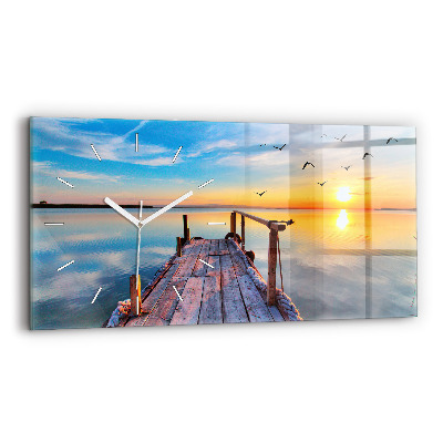 Zegar szklany poziomy Jezioro pomost
