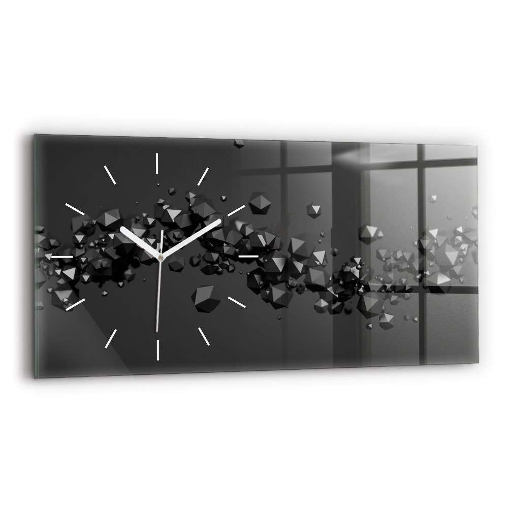 Zegar szklany poziomy Czarna abstrakcja