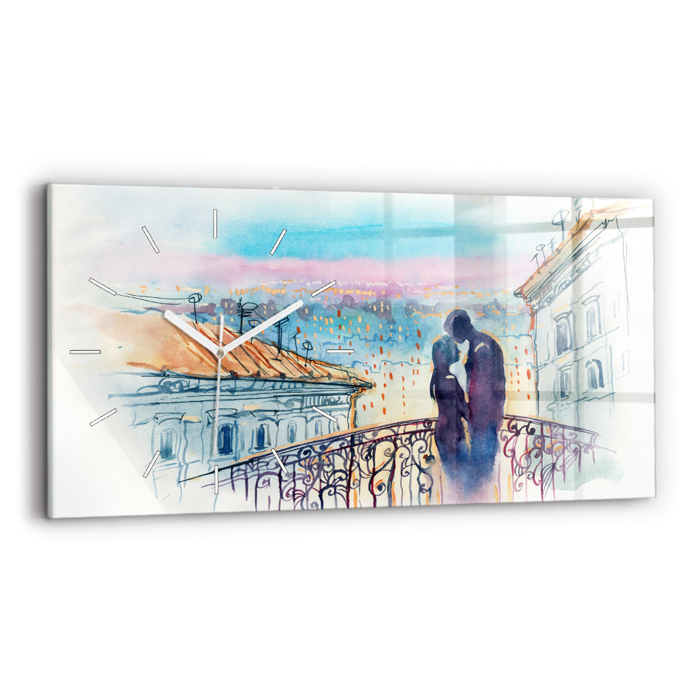 Zegar szklany poziomy Ludzie na akwareli