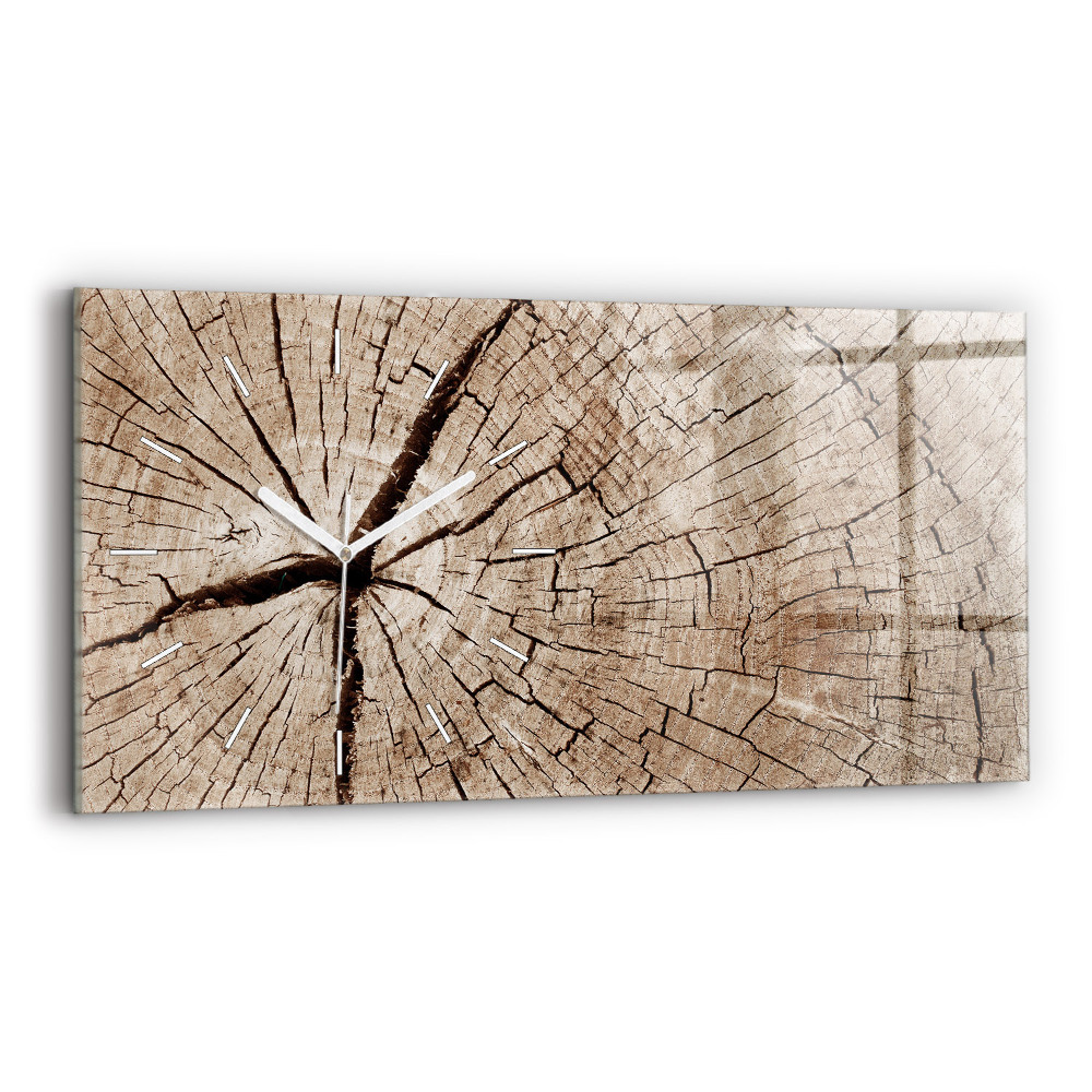 Zegar szklany poziomy Stary pień drewna