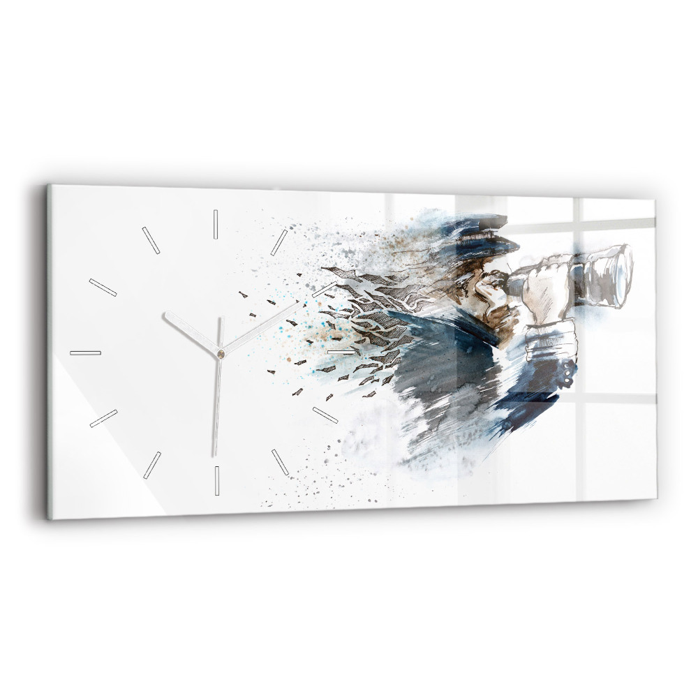 Zegar szklany poziomy Kapitan statku z lornetką