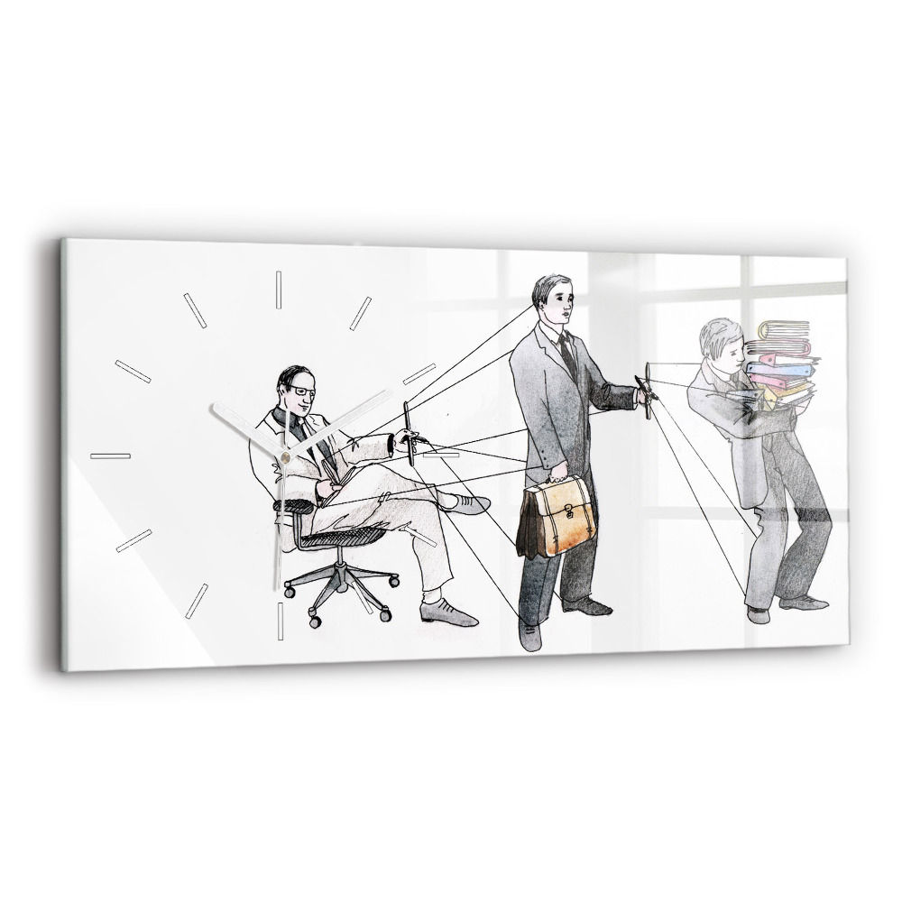 Zegar szklany poziomy Ludzie marionetki