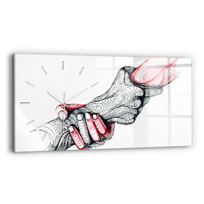Zegar szklany poziomy Trzymające się Ręce