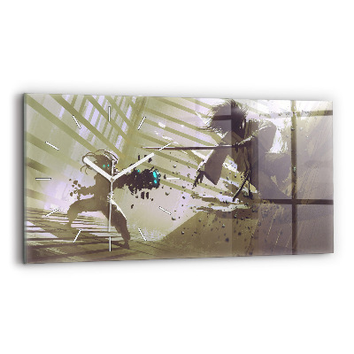 Zegar poziomy Walka robota i samuraja