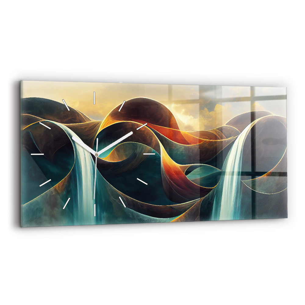 Zegar poziomy Płynący wodospad tło