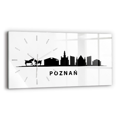Zegar poziomy Poznań panorama grafika