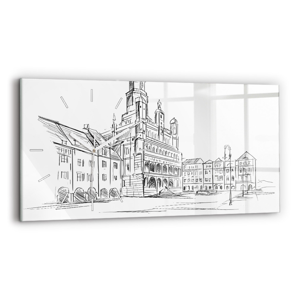 Zegar poziomy Szkic starego miasta Poznań